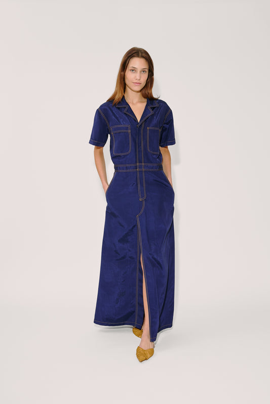 Janitoress Dress in Ridged Moire