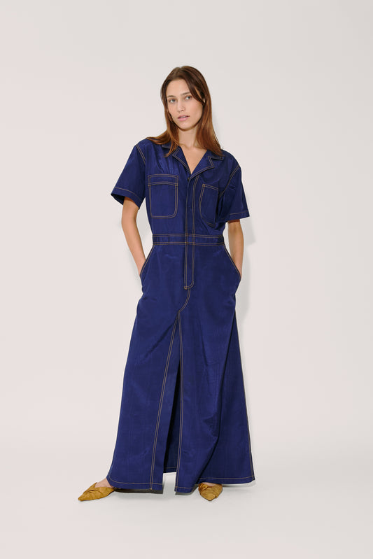 Janitoress Dress in Ridged Moire