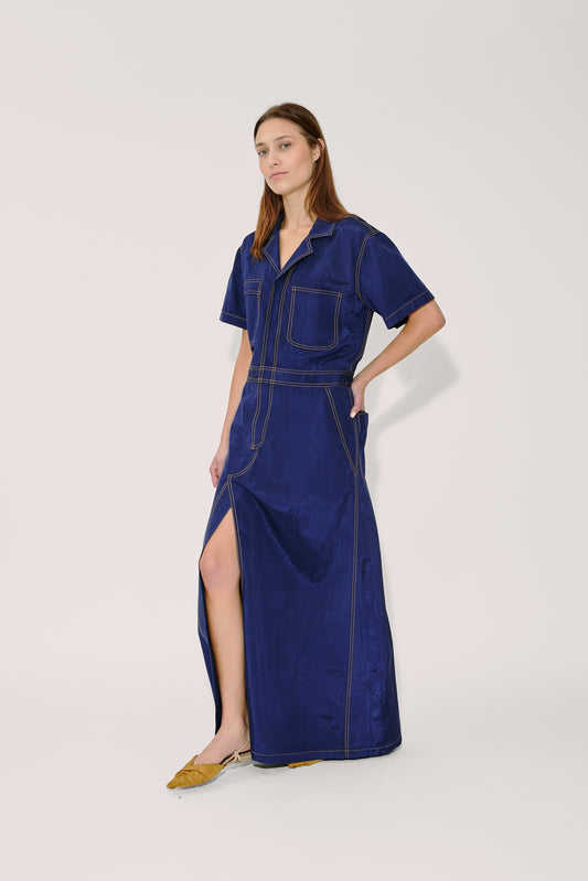 Janitoress Dress in Ridged Moire