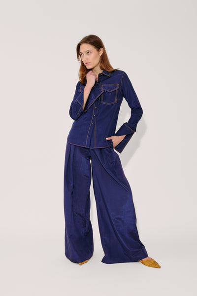 Nouveau Western Cuff Button Up in Ridged Moire