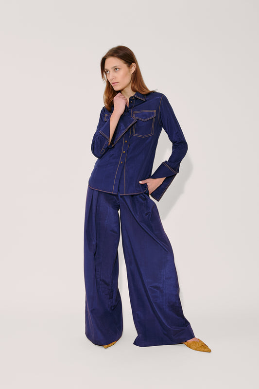 Nouveau Western Cuff Button Up in Ridged Moire