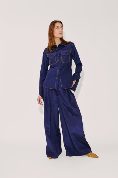 Nouveau Western Cuff Button Up in Ridged Moire