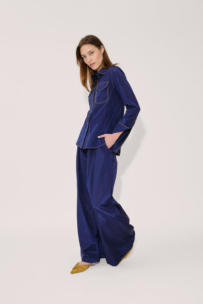 Nouveau Western Cuff Button Up in Ridged Moire