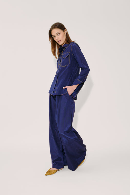 Nouveau Western Cuff Button Up in Ridged Moire