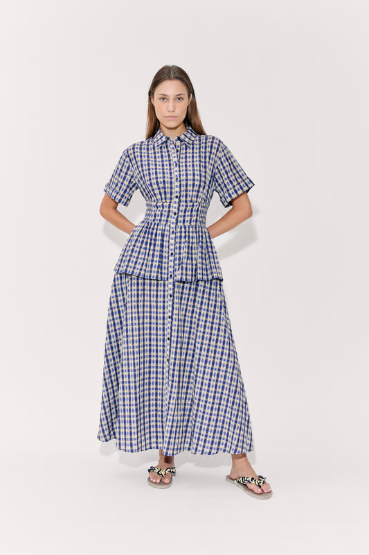 Boogie Woogie Bugle Boy Dress in Seersucker Check