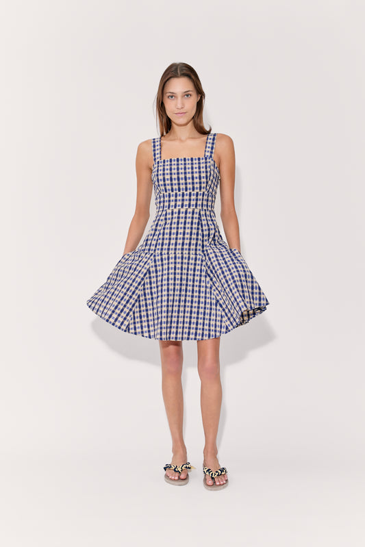 Skater Dress in Seersucker Check