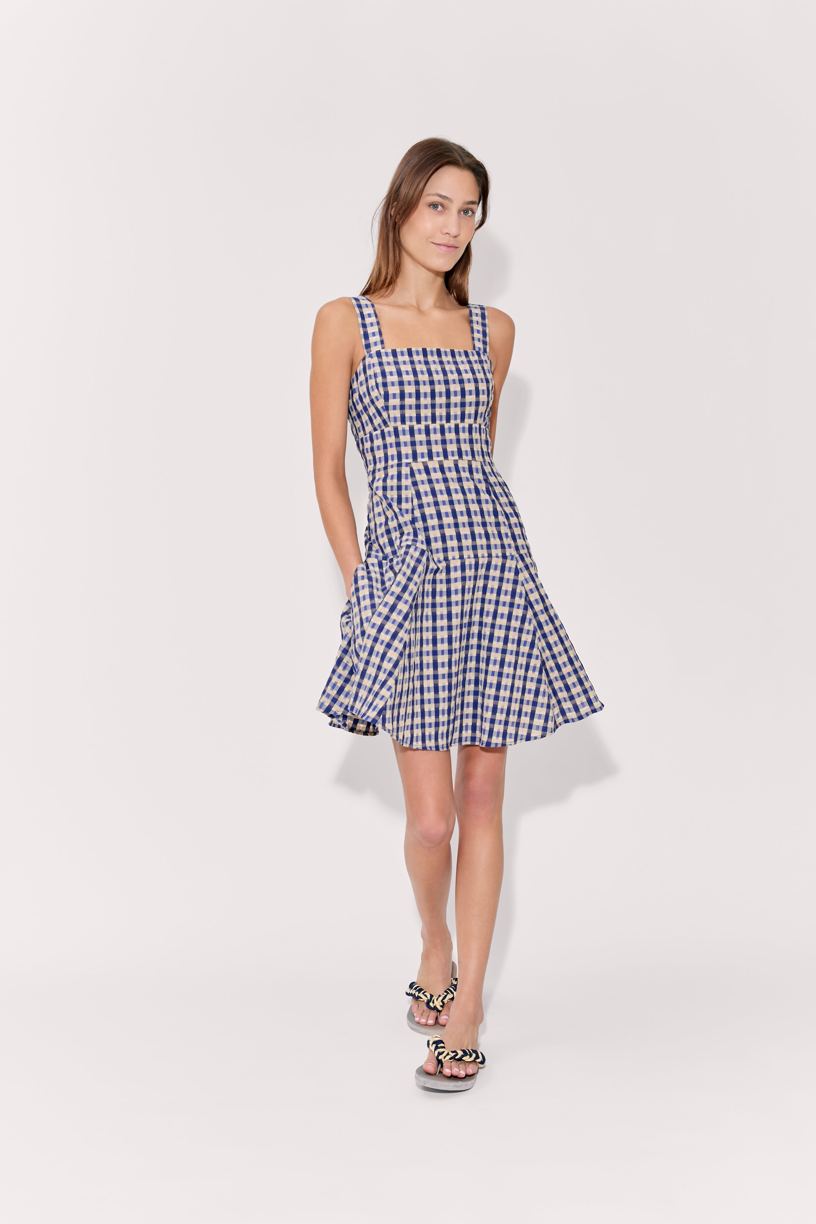 Skater Dress in Seersucker Check – Rosie Assoulin