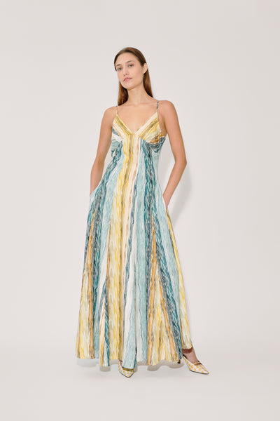 Paneled Cami Dress in Stripe Twill