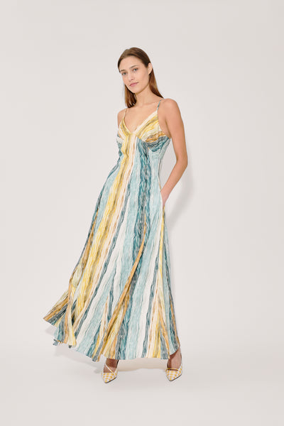 Paneled Cami Dress in Stripe Twill