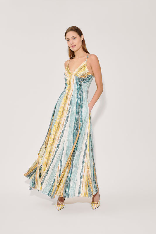 Paneled Cami Dress in Stripe Twill