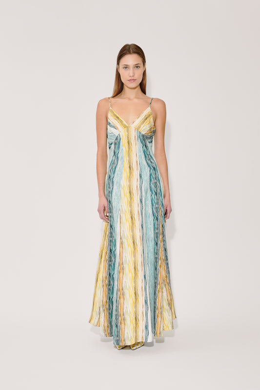 Paneled Cami Dress in Stripe Twill