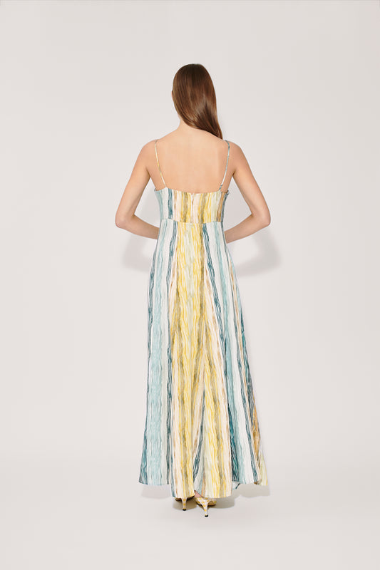 Paneled Cami Dress in Stripe Twill