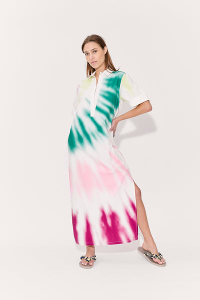 Caftan Dress in Tie-Dye Cotton Poplin