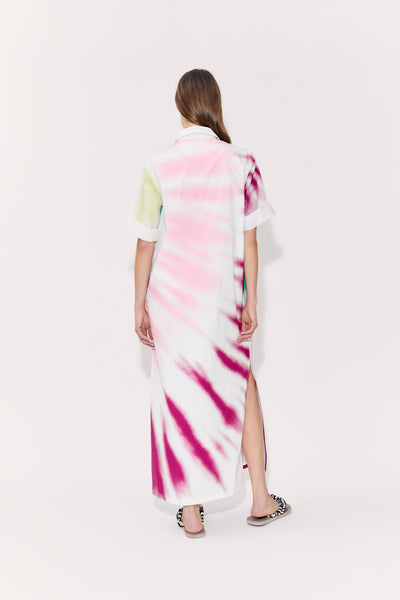 Caftan Dress in Tie-Dye Cotton Poplin