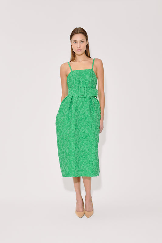 Artichoke Dress w/ Belt in Wildflower Cloque