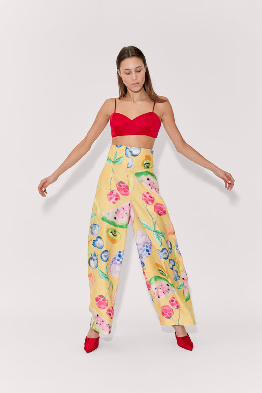 Barrel Pants in Fruit Silk Jacquard