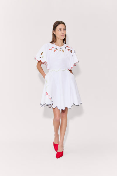 Scalloped Buttercup Dress in Eyelet Cotton Poplin