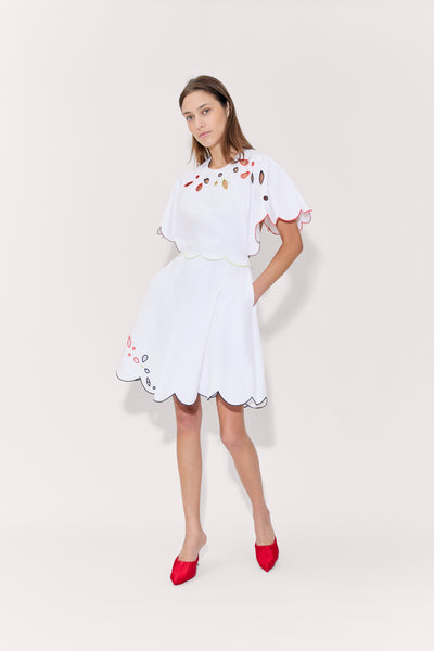Scalloped Buttercup Dress in Eyelet Cotton Poplin