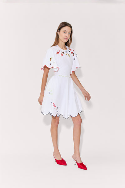 Scalloped Buttercup Dress in Eyelet Cotton Poplin