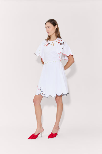 Scalloped Buttercup Dress in Eyelet Cotton Poplin