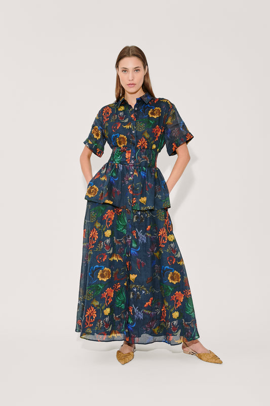 Boogie Woogie Bugle Boy Dress in Floral Printed Ramie