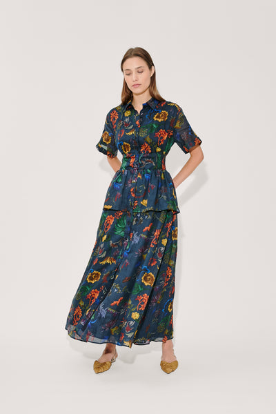 Boogie Woogie Bugle Boy Dress in Floral Printed Ramie