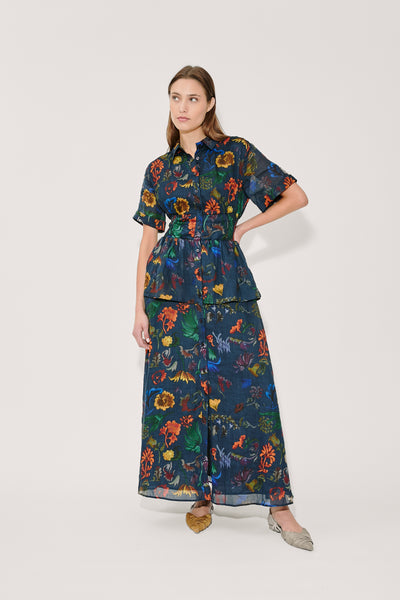 Boogie Woogie Bugle Boy Dress in Floral Printed Ramie