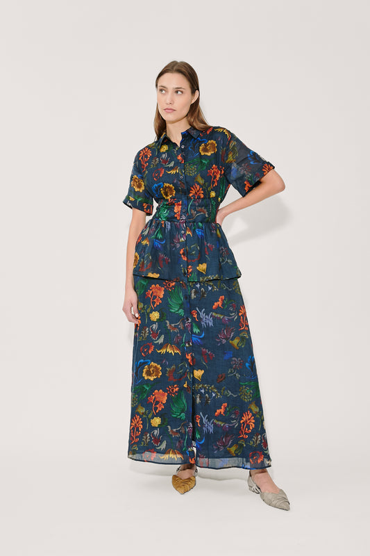 Boogie Woogie Bugle Boy Dress in Floral Printed Ramie