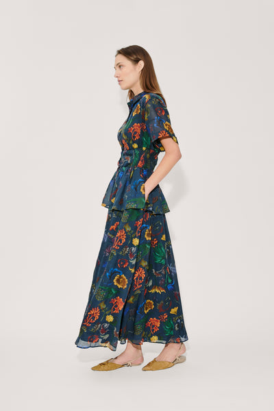 Boogie Woogie Bugle Boy Dress in Floral Printed Ramie