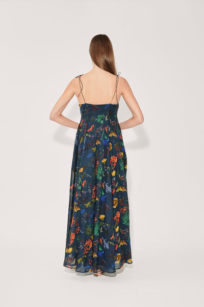 High Garden Maxi Dress in Floral Printed Ramie