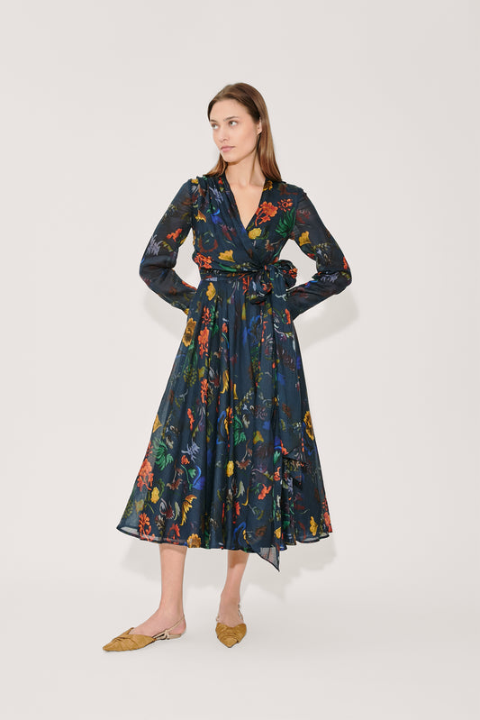 Sash Yay! Dress in Floral Printed Ramie