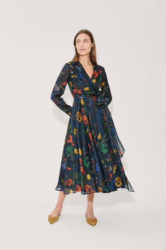 Sash Yay! Dress in Floral Printed Ramie