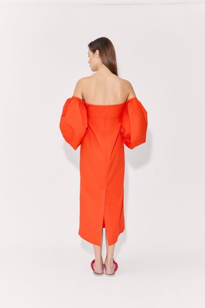 Balloon Sleeve Dress in Cotton Poplin