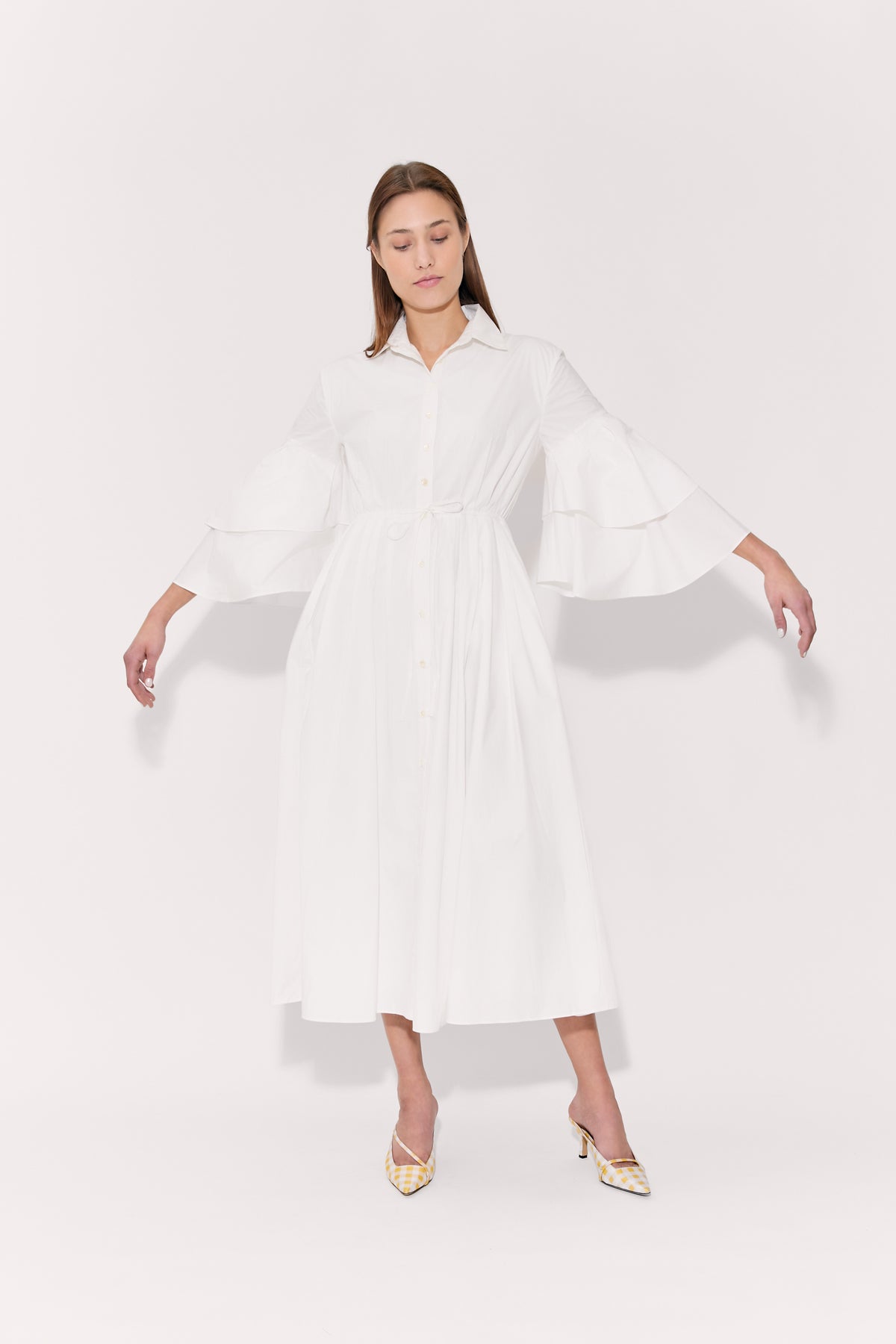 poplin shirt dress Fiesta in Cotton White White / 0 Alice + Olivia Fara Heel_Kitten Heel Size:BABY-NEWBORN-FAMILY The breathable poplin fabric