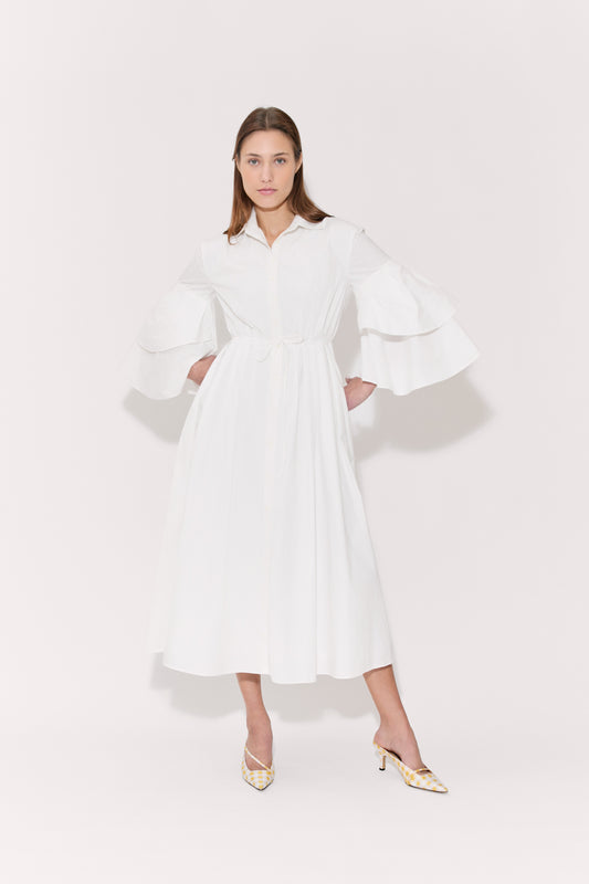 Fiesta Shirt Dress in Cotton Poplin White White / 0 Fiesta Shirt Dress in Cotton Poplin White White / 0