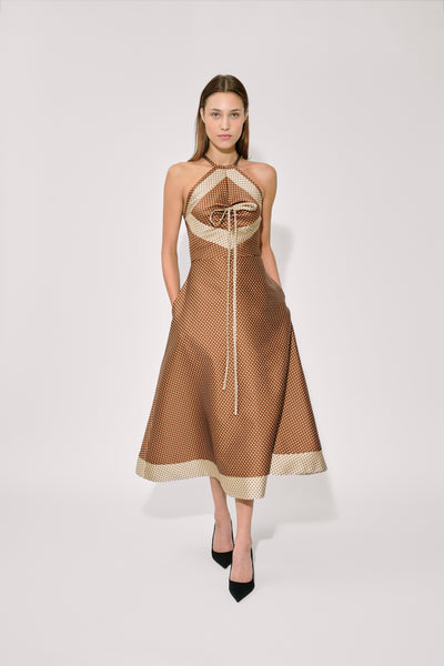 50s Dress in Dot Jacquard Mikado