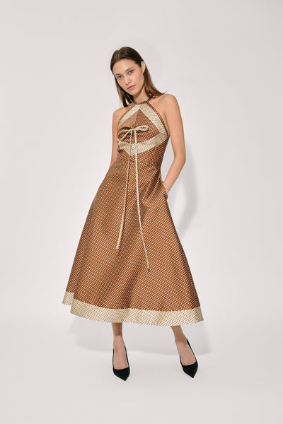 50s Dress in Dot Jacquard Mikado