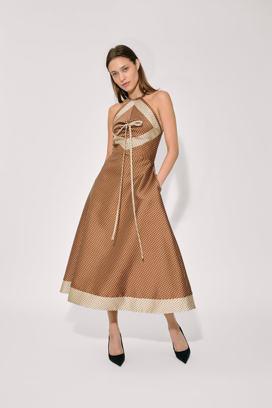 50s Dress in Dot Jacquard Mikado