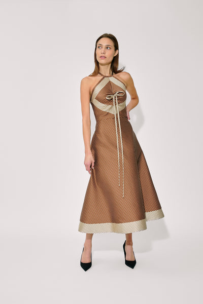 50s Dress in Dot Jacquard Mikado