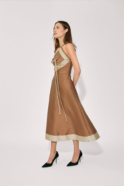 50s Dress in Dot Jacquard Mikado