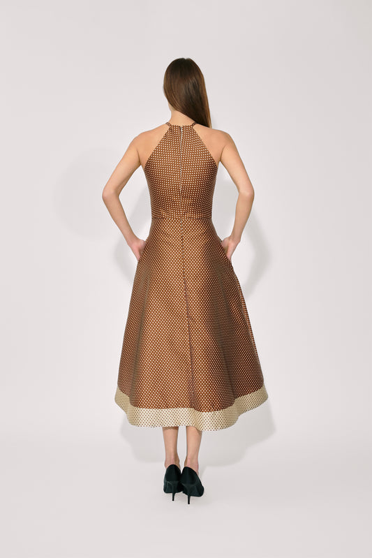 50s Dress in Dot Jacquard Mikado