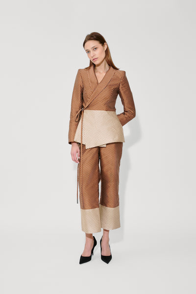 Boyfriend Trouser in Dot Jacquard Mikado