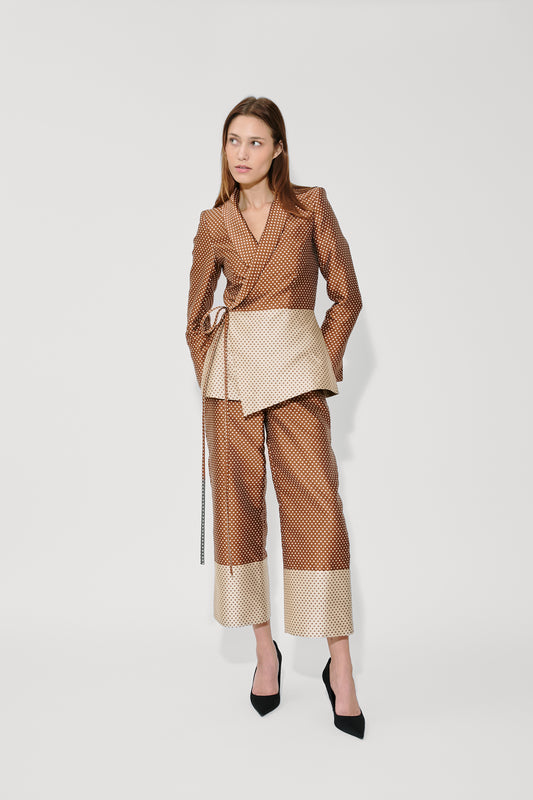 Boyfriend Trouser in Dot Jacquard Mikado