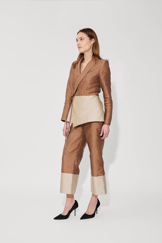 Boyfriend Trouser in Dot Jacquard Mikado