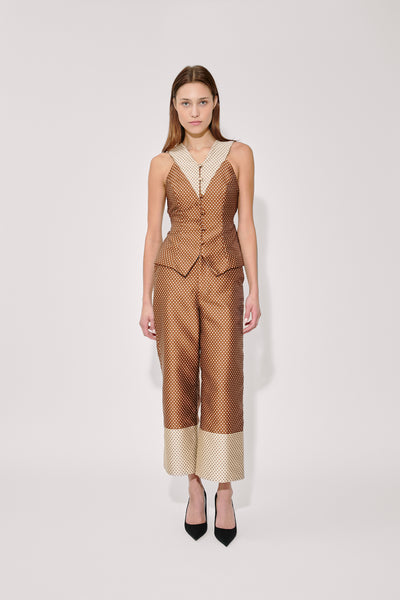 Boyfriend Trouser in Dot Jacquard Mikado