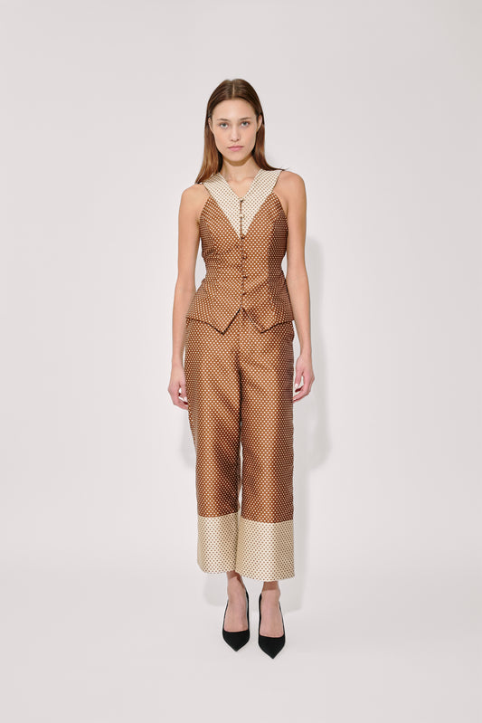 Boyfriend Trouser in Dot Jacquard Mikado