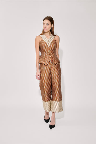Boyfriend Trouser in Dot Jacquard Mikado