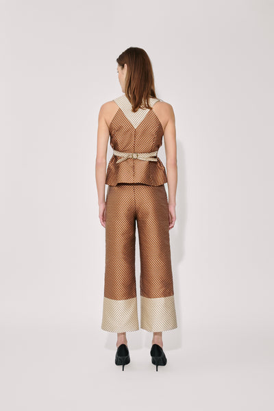 Boyfriend Trouser in Dot Jacquard Mikado