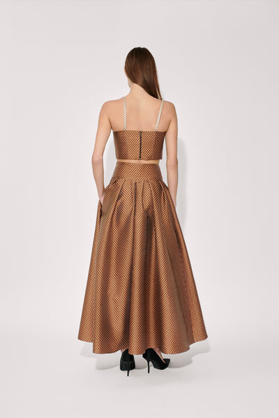 Halfway There Crop Top in Dot Jacquard Mikado