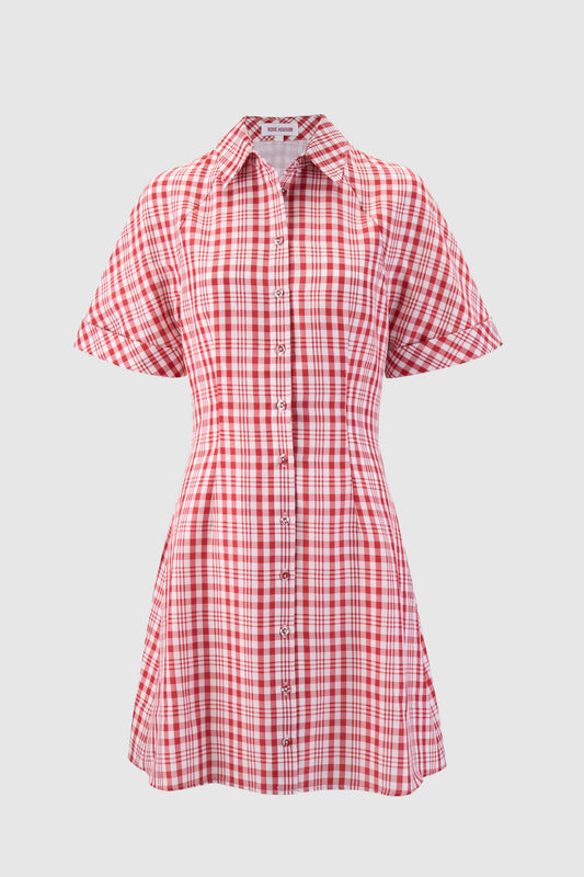 A-Line Mini Shirt Dress in Easy Breezy Plaid